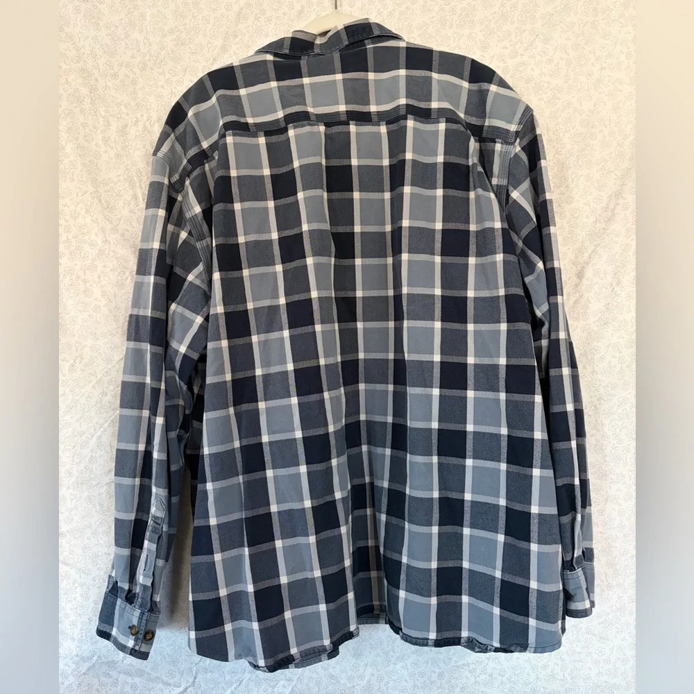 Carhartt Original Fit Plaid Button-Up Shirt | Navy White | 4XL - Picture 4 of 6
